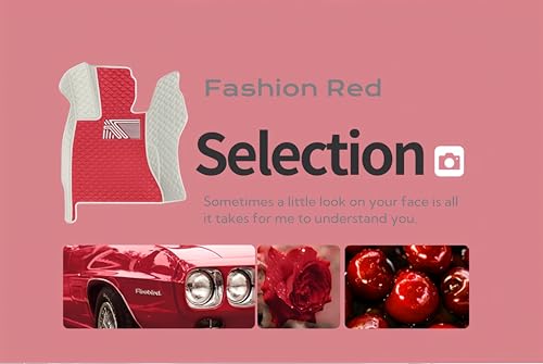 Custom Personalized Floor Mats - Luxury Full Coverage All Weather Mats, Anti-Slip Leather Set, Fits 98% of Cars, Trucks & SUVs (Black Red) - color: Black Red