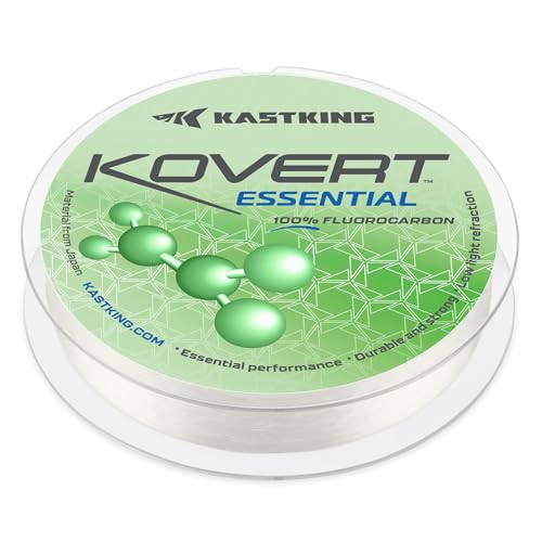 KastKing Kovert 100% Fluorocarbon Fishing Line - Clear Fishing Leader, High Sensitivity, Strong Knot Strength, Shock & Abrasion Resistant, Extreme Clarity, Ultra-Low Visibility, Fast Sinking - color: Kovert Essential (Economic), size: 15LB-200Yds (Clear)