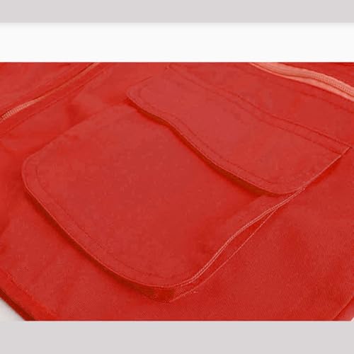 Unisex Men's Women's Lightweight Fishing Tank Vest Casual Outdoor Hiking Travel Cargo Jacket Waistcoat Multi Pockets - color: Red, size: X-Large