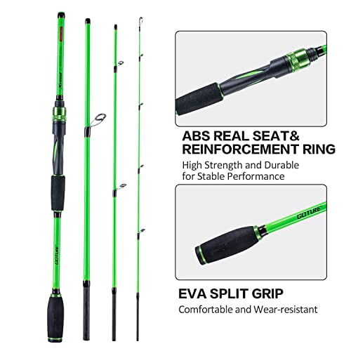 Goture 4-Piece Travel Carbon Fishing Rod M/MH Action 6.6-12ft Multi-Colors | Goture multi-spec travel fishing rods adopt upgraded high-grade carbon fiber blank with premium Fuji line guides - color: Green, size: Spinning/8'-Moderate-Fast/Medium-Heavy