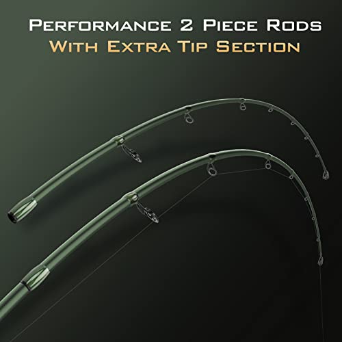 KastKing Spartacus II Fishing Rods - IM6 Graphite Blanks Casting & Spinning Rods, 2-Piece Rods with Extra Tip Section, PTS Power Transition System, KastFlex Technology, Rubber Cork Handle - size: 6'8"- M- Fast (2pcs+ Extra Tip), style: Spinning