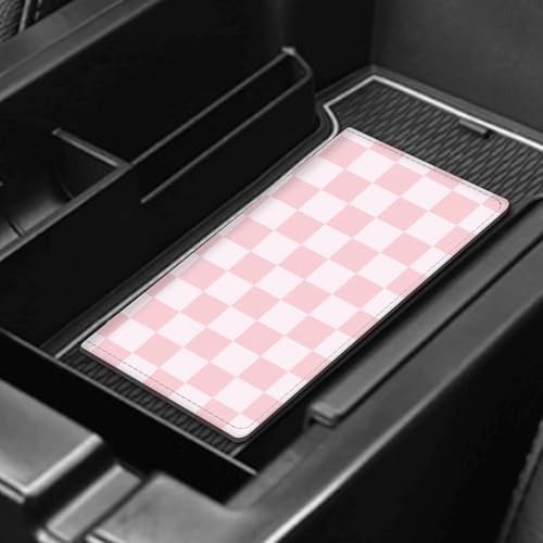 Leather Car Registration and Insurance Card Holder, Cute Car Accessories Vehicle Glove Box Car Organizer for Documents, Cards, License Cute Pink Checkerboard - color: Cute Pink Checkerboard