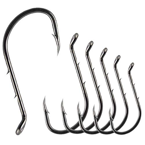 Fishing Baitholder Hooks - 100pcs Barbed Shank Sharp Strong High Carbon Steel Octopus Bait Holder Hooks for Freshwater Saltwater Live Bait Fishing - size: 1/0-100PCS