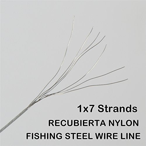 Fishing Wire Rope 0.5mm 100 Metres 26 Pound Fishing Stee Wire Nylon Coated 1x7 Stainless Steel Leader Wire Super Soft Fishing Wire Lines