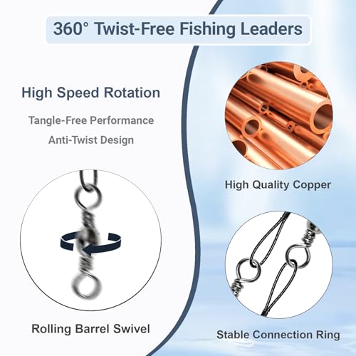 QISHUO Stainless Steel Fishing Leaders Strength Rigs Saltwater Fishing Leader Heavy Snap Lure Wire Leaders Line Black Nickel - size: Size #3 (9.8in-40lb) 30pcs