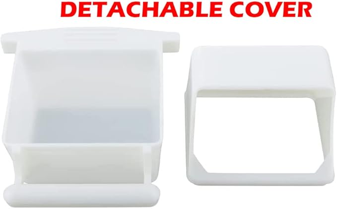 Lot of 4 Bird Cage White Plastic Seed Water Feeder Cups (Black)