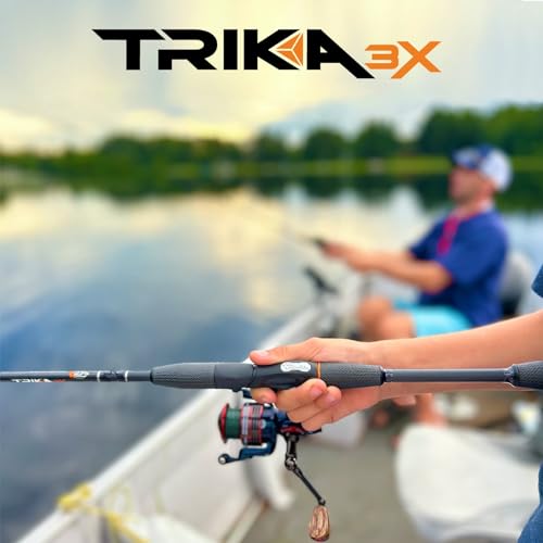 TRIKA 3X Carbon Rod Carbon Weave Rod for Extra Sensitive Vibration | Longer Casting | Lightweight Freshwater Fishing Pole - style: Spinning 7'3" Lite/Xtra Fast 1 Pc.