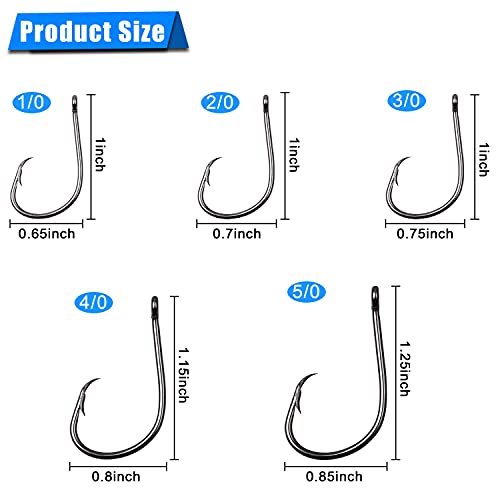 Inline Circle Hooks Saltwater, 100pcs Saltwater Fishing Hooks High Carbon Steel Fish Hook Straight Eye Octopus Hook for Catfish - size: 100PCS 3/0