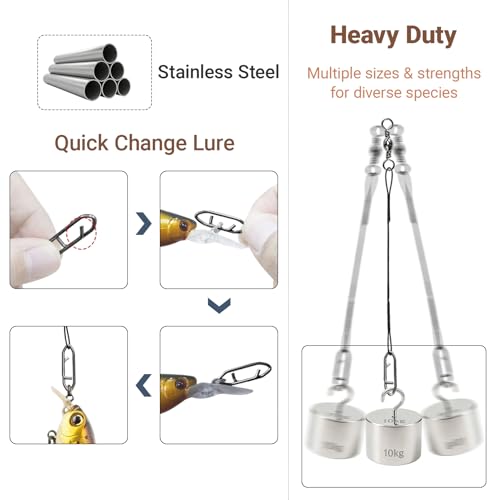 QISHUO Stainless Steel Fishing Leaders Strength Rigs Saltwater Fishing Leader Heavy Snap Lure Wire Leaders Line Black Nickel - size: Size #1 (5.9in-20lb) 50pcs