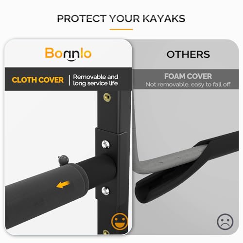 Bonnlo Kayak Storage Rack, Adjustable Heavy Duty Kayak Rack for Kayaks Paddle Boards, Kayak Paddle Holder for Garage, Spacesaver, Gentle on Padding, Boat Organizer - style: 2 Kayaks, Wall Mount