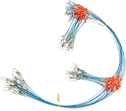 YOTO Fishing Leaders,Saltwater Tackle Rig with Swivels Snap, High-Strength Fishing Wire Gear Equipment for Lures Bait Or Hooks,1Arm and 2Arm - color: Blue Stainless Steel Leaders, style: 2arm，12pack