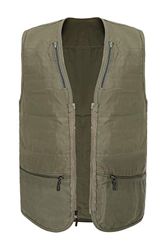 Spanye Mens Fishing Vest Multi Pocket Vests Safari Travel Photo Work Jacket Alive Outerwear - color: Army Green, size: 5X-Large