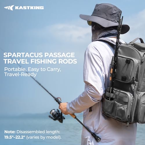 KastKing Spartacus Passage Travel Fishing Rods, Portable 4-Piece Spinning & Casting Rods, Extra Twin-Tip, IM7 Graphite Blanks, Stainless Steel Guides with Zirconium Oxide Rings, EVA Handle - size: 7'0"-M-Moderate Fast(4 Pcs+ Extra Tip), style: Casting