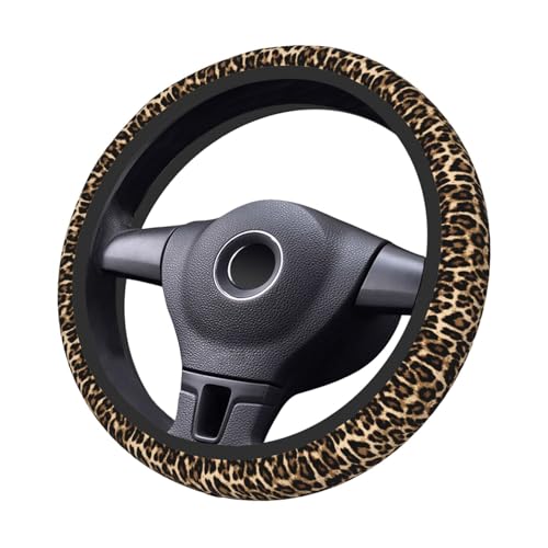 Leopard Cheetah Print African Animal Hunting Car Steering Wheel Cover,Non-Slip Elastic Neoprene-Sweat Car Accessories,Universal 15 Inch Fit Auto, Vans Trucks,Suvs, Truck - color: Leopard Cheetah Print