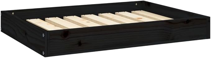 Minimalist Solid Pine Wood Dog Bed 28.1 x 21.3 x 3.5 Inches Raised Platform for Medium Dogs Durable Rustic Finish Easy Clean Joint Support