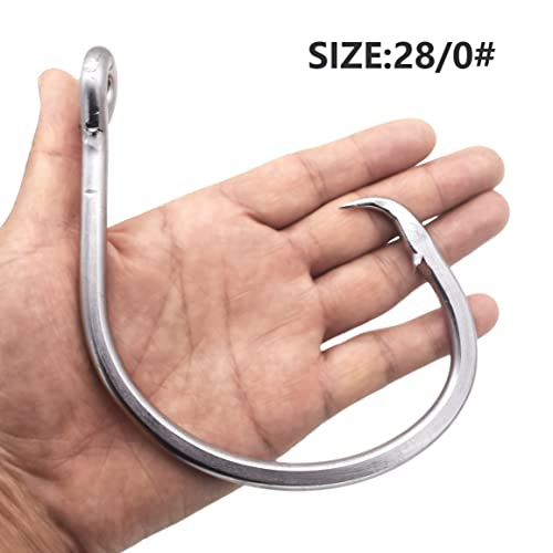 Giant Fishing Hook 6/0-28/0 Forged in-line Circle Hooks Shark & Swordfish &Tuna Hook Stainless Steel Big Game Hook Saltwater… - size: Size 9/0-Pack of 30