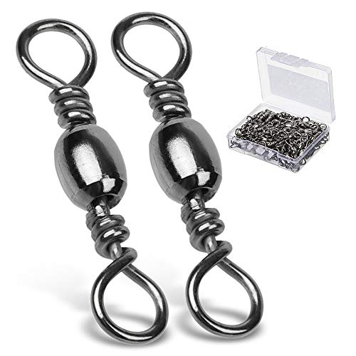 AMYSPORTS High Strength Fishing Swivels Barrel Solid Ring Barrel Fishing Swivel Rolling Fishing Tackle Line Connector Saltwater Freshwater Stainless Steel Accessories - size: Size2/0 (121lb) 50 pcs