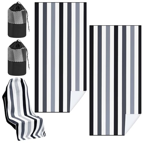 Hahafelt Car Seat Towel Covers with Storage Bag, 63 x 32 Inch Universal Non Slip Waterproof Sweat Protector for Car Truck, Gym Swimming Running, Machine Washable(2 Pack,Black Vertical Stripes) - style: Black Vertical Stripes