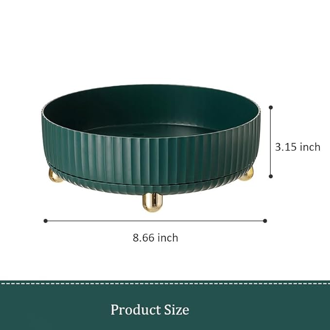 Anyoifax Makeup Perfume Organizer Tray 360 Degree Rotating Lazy Susan Skincare Lotion Organizer Spinning Cosmetics Storage for Dresser, Vanity, Bathroom Countertop, Small Teal Green