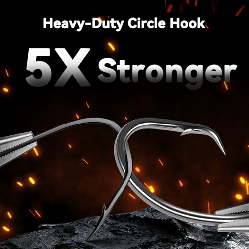Circle Hooks with Line Groove,Big Game Heavy Duty 5X Strong Fishing Hooks,High Carbon Alloy Steel Live Bait Fish Hooks for Saltwater Freshwater Tuna, Marlin,Shark, Catfish Size 6/0-12/0 - size: 10/0_4pcs