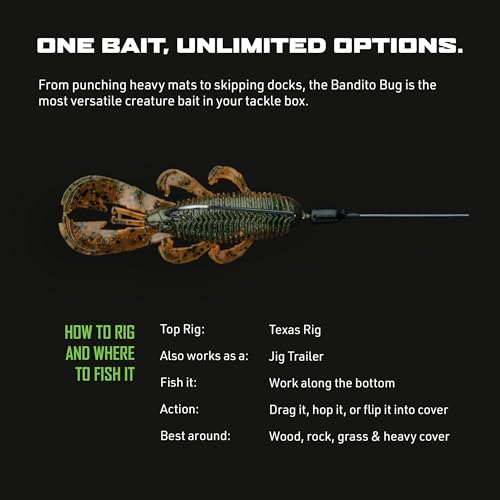 Googan Squad Bandito Bug Fishing Lures – Soft Bait for Bass Fishing, Swim Baits with Unique Kicking Action, Saltwater and Freshwater Fishing Gear, Pack of 6 (4 inches) - color: Flamin’ Hot