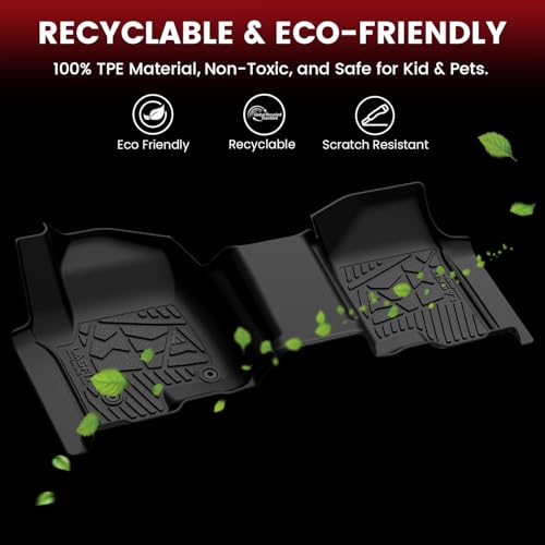 LASFIT Floor Mats 2014-2018 for Chevy Silverado/GMC Sierra 1500, 2015-2019 2500HD 3500 HD (Double Cab, Bench Seat Only) All Weather TPE Custom Fit Car Floor Liners, with Carpet Floor Only - size: Double Cab/Bench Seat 1500/2500HD/3500HD 2014-2018