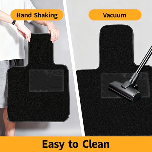 EKR All-Weather Universal Fit Car Floor Mats, 0.5 inch Thick Car Carpet Mats, Anti-Slip Automotive Mat with Driver Heel Pad Fit for SUV, Vans,Sedans, Trucks (Black,4pcs Black Full Set) - color: Black