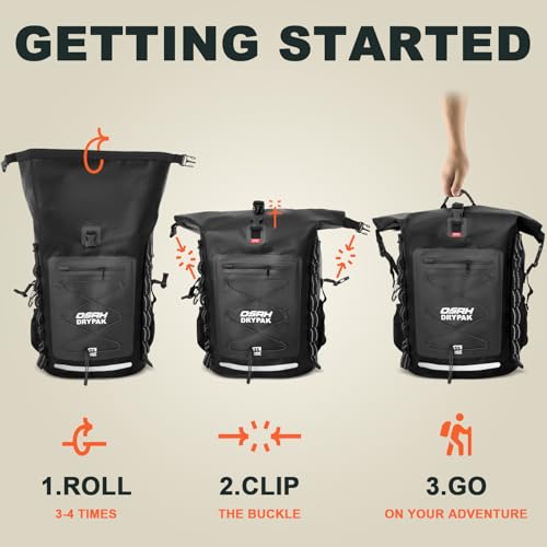 OSAH DRYPAK Waterproof Backpack Dry Bag 35L/55L/85L– Heavy Duty Roll-Top Hiking Backpack for Travel, Kayaking, Boating, Camping, Rafting and Fishing - color: Black, size: 85L