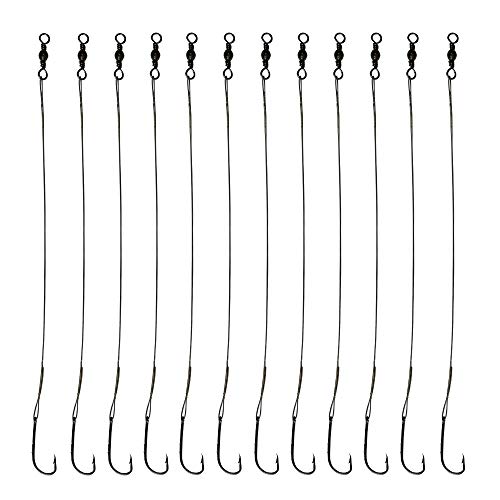 20pcs Wire Leader Hook Rigs Baitholder Fishing Hook Nylon Coated Fishing Wire Leader with Swivel - color: 10inch silver, size: 3#-20pcs
