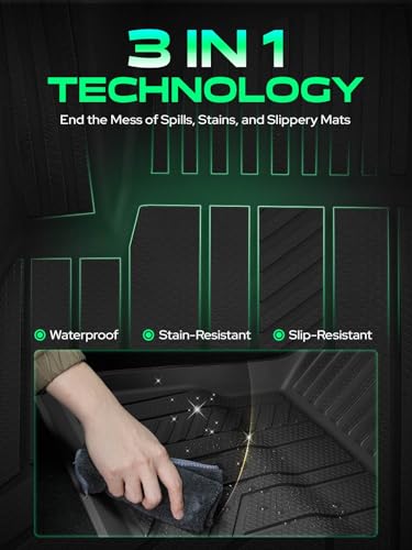 YHTAUTO Floor Mats Compatible with 2014-2017 Infiniti Q50, TPE Floor Liners All-Weather Protection Custom Fit, 1st & 2nd Row, Set of 3 Black