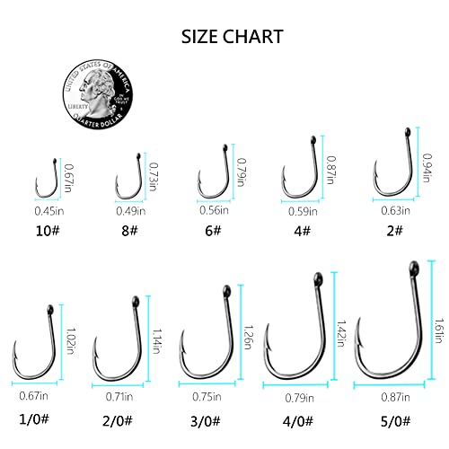 AMHDV 200pcs/pack Circle Fishing Hooks Super Strong Octopus Barb Fishing Hook for Freshwater Saltwater - size: 200pcs-2/0#