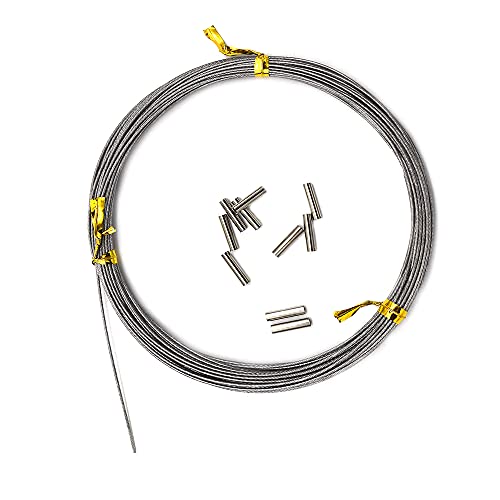 5LB-280LB 7 Strands Stainless Steel Wire Leader Nylon Coated-32.8ft Fishing Leader with 10pcs Crimp Sleeves - color: Silver, size: 120LB