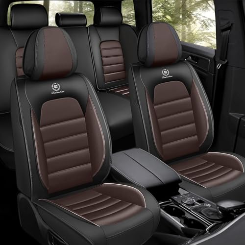Car Seat Covers for Kia K5 2021-2026, Premium Nappa Leather, Waterproof, Anti-Slip, Full Coverage, Airbag Compatible, Breathable, All-Weather, Easy Install (5 Seats, Black&Coffee) - color: 5 Seats - Black&Coffee, size: Kia K5 2021-2026