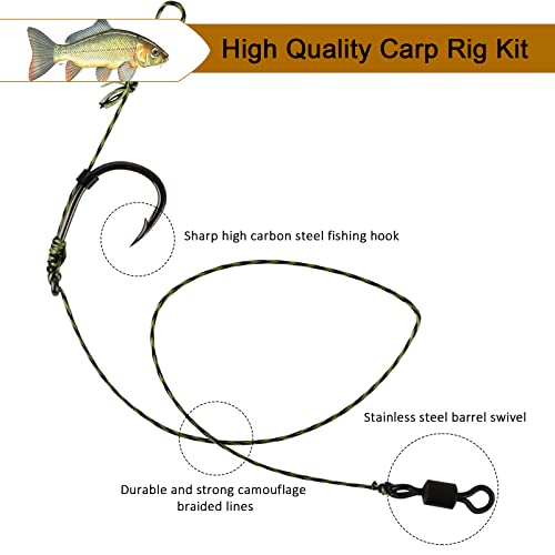 Dovesun Carp Fishing Hair Rigs Carp Fishing Equipment with Baits Hooks Accessories 41PCS/151PCS - color: Size#4-41PCS