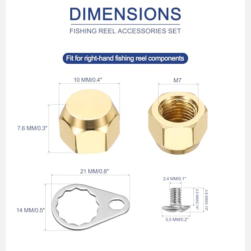 Fishing Reel Screw Nut Caps, Right Handle Knob Locking Plate Nut Replacement Parts - color: Champagne Gold, size: M7