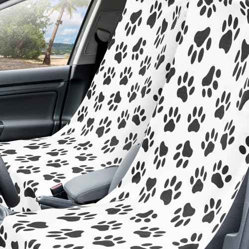 Hahafelt Car Seat Towel Covers with Storage Bag, 63 x 32 Inch Universal Non Slip Waterproof Sweat Protector for Car Truck, Gym Swimming Running, Machine Washable(2 Pack,Dog Footprints) - style: Dog Footprints