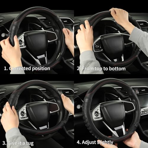 14 inch Steering Wheel Cover Great Grip with 3D Honeycomb Hole, Anti-Slip Sporty Design, Small 13.5-14 inch(All Black) - color: All Black, size: Round-Small[13.5''-14'']