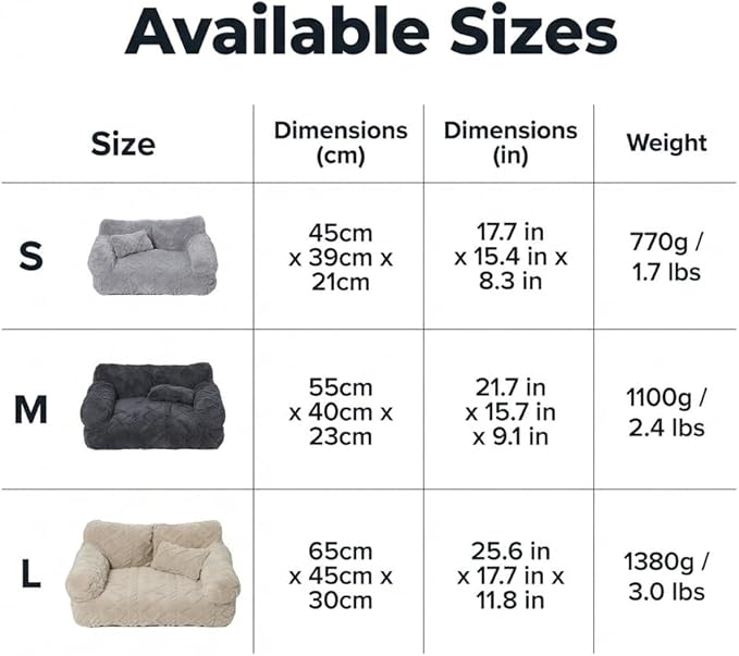 Plush Calming Pet Sofa Bed, Raised Rim, Removable Cover & Non-Slip Bottom for Cats & Dogs, Calming Dog Bed Fluffy Plush Dog Mat for Furniture Protector with Removable Washable Cover (Beige, Medium)