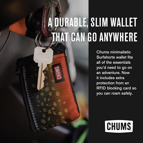 Chums Surfshorts Wallet - Lightweight Slim Wallet with RFID Blocking Card & Clear ID Window - Zippered, Water Resistant w/Key Ring (Green Tie Dye) - color: GREEN TIE-DYE