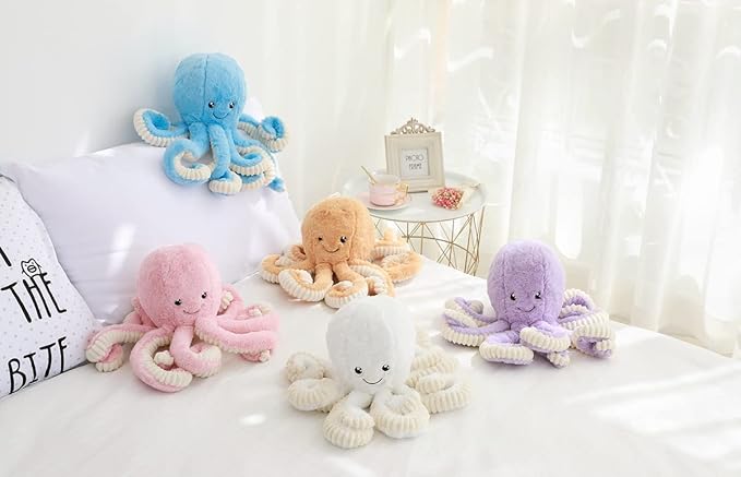 Fluffy Octopus Stuffed Animal Hugging Pillow Plush Toys Doll Pink,23.6Inch | Sweet Smile Face | 8 Springy Tentacles | No Loose Parts | Machine-wash | Safe Polyester Fill | Sturdy Stitched | Ideal Gift