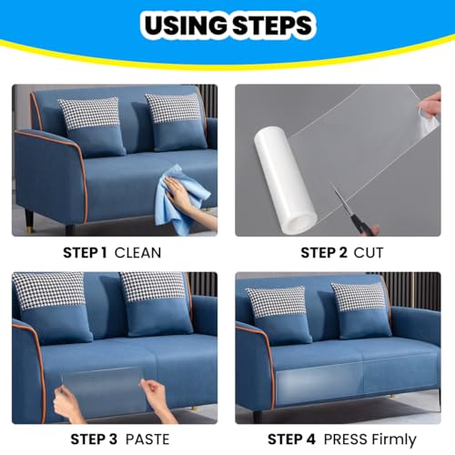 Cat Scratch Furniture Protector: Cat Anti Scratch Tape - Door Protector from Dog Scratching - Clear Training Self Adhesive Tape for Carpet, Sofa, Couch, Door (197in x 7.9in) - size: 197in x 7.9in