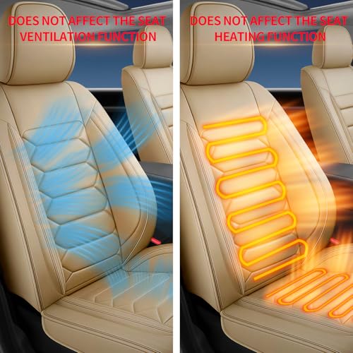 Fit Journey Car Seat Covers (Only Front 2 Seats) Compatible with Dodge Journey 2010-2017 2018 2019-Full Coverage Breathable Leather, Airbag Compatible, Waterproof & All-Weather, Beige - color: Front Pair F1 beige, size: Dodge-Journey-2010-2019