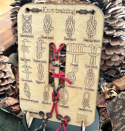 Learn Knot Training Board with Rope Learning Knot Tying Kit Learn to Tie Knots Kit for Adults Beginner How to Knot Advised Fishing Backpacking Hiking Outdoor Camping Gear Knots Game Cards Guide - color: 1PC