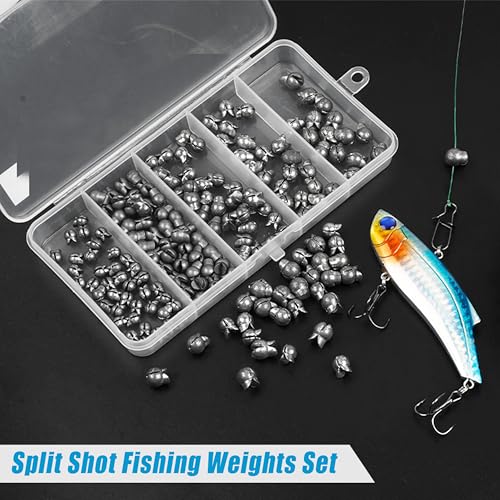 Split Shot Fishing Weights Kit, 180/210pcs Removable Round Fishing Weights Sinkers Clip On Shot Weights Fly Fishing Line Sinkers Fishing Sinkers for Freshwater Saltwater - color: 180pcs-large（1g 1.5g 2g 2.5g 3g）