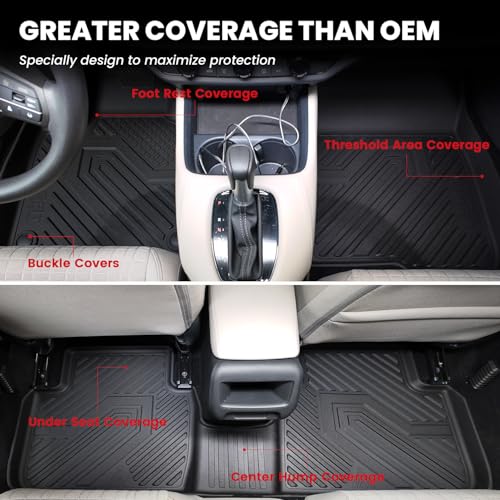 LASFIT Floor Mats & Trunk Mat for Honda Pilot 2016-2022 8 Passenger (No Elite Model), All Weather TPE Custom Fit Floor Liner Accessories, 1st & 2nd & 3rd Row & Cargo Liner with Backrest Mat, Black - style: 4）For Honda Pilot | 2016-2022 | Full Set