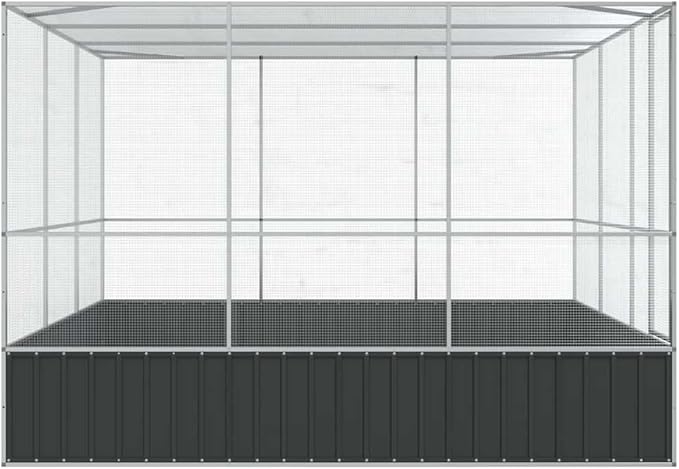 Large Metal Heavy Duty Walk-in Aviary Cage, Ample Activity Space Bird Cage with Lockable Door Also for Chickens and Rabbits, Silver 122.4"x120.9"x83.5" Steel,-405