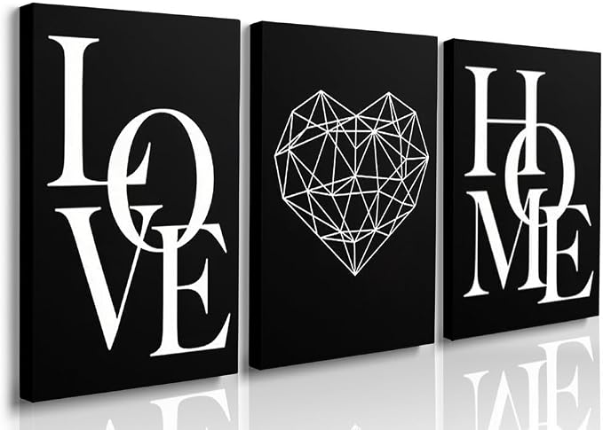 GUBIYU Love Home Wall Decor Black and White Farmhouse Modern Art