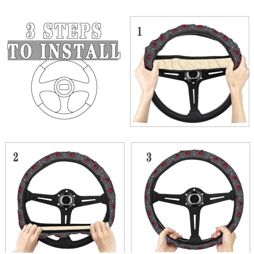 Cute Ladybug with Raindrop Steering Wheel Cover for Women Men, Non-Slip Steering Wheel Protector Car Wheel Covers, Universal 15 Inch Fit for Auto, Suvs, Truck - color: Cute Ladybug With Raindrop