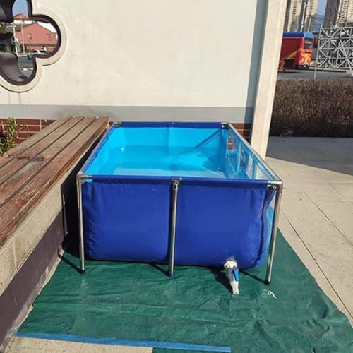 Flexible PVC Canvas Fish Breeding Tank with Steel Frame, 50x40x30cm, Clear Viewing Window, Easy Assembly, Ideal for Aquatic Pets & Backyard Pool Pond