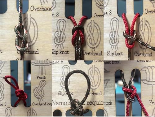 Learn Knot Training Board with Rope Learning Knot Tying Kit Learn to Tie Knots Kit for Adults Beginner How to Knot Advised Fishing Backpacking Hiking Outdoor Camping Gear Knots Game Cards Guide - color: 1PC